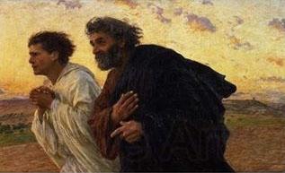 Eugene Burnand The Disciples Peter and John Running to the Sepulchre on the Morning of the Resurrection, c.1898 Germany oil painting art